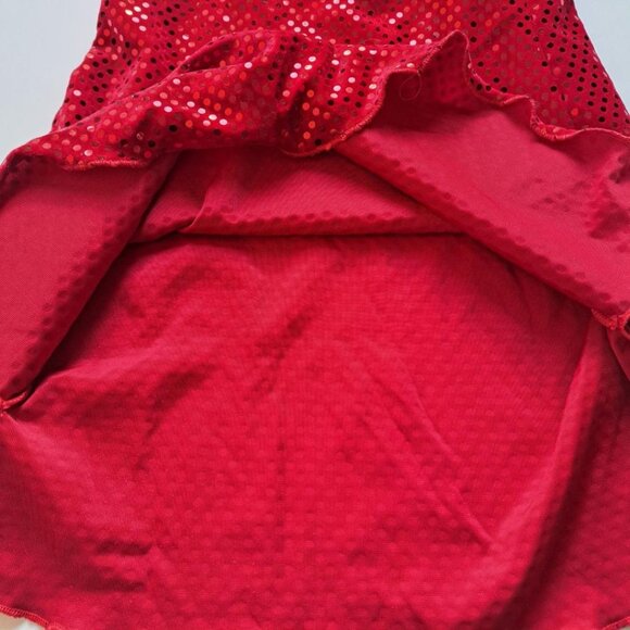 Six-O sequin RED holiday skating show sparkle dance dress girl size 10-12 - Picture 3 of 4